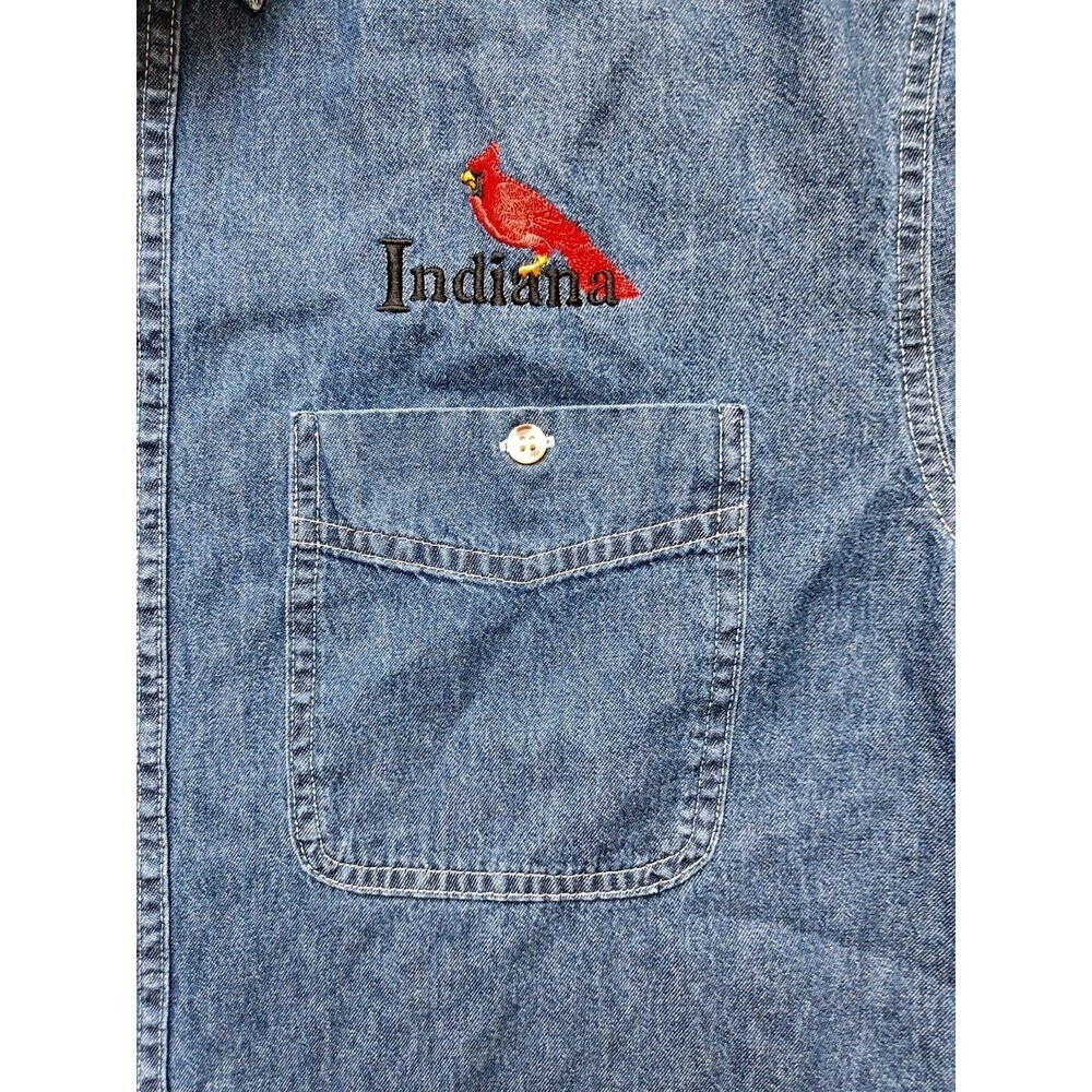 Indiana Cardinal  Button Up Shirt Men's Small  Blue Short Sleeve - Picture 2 of 7